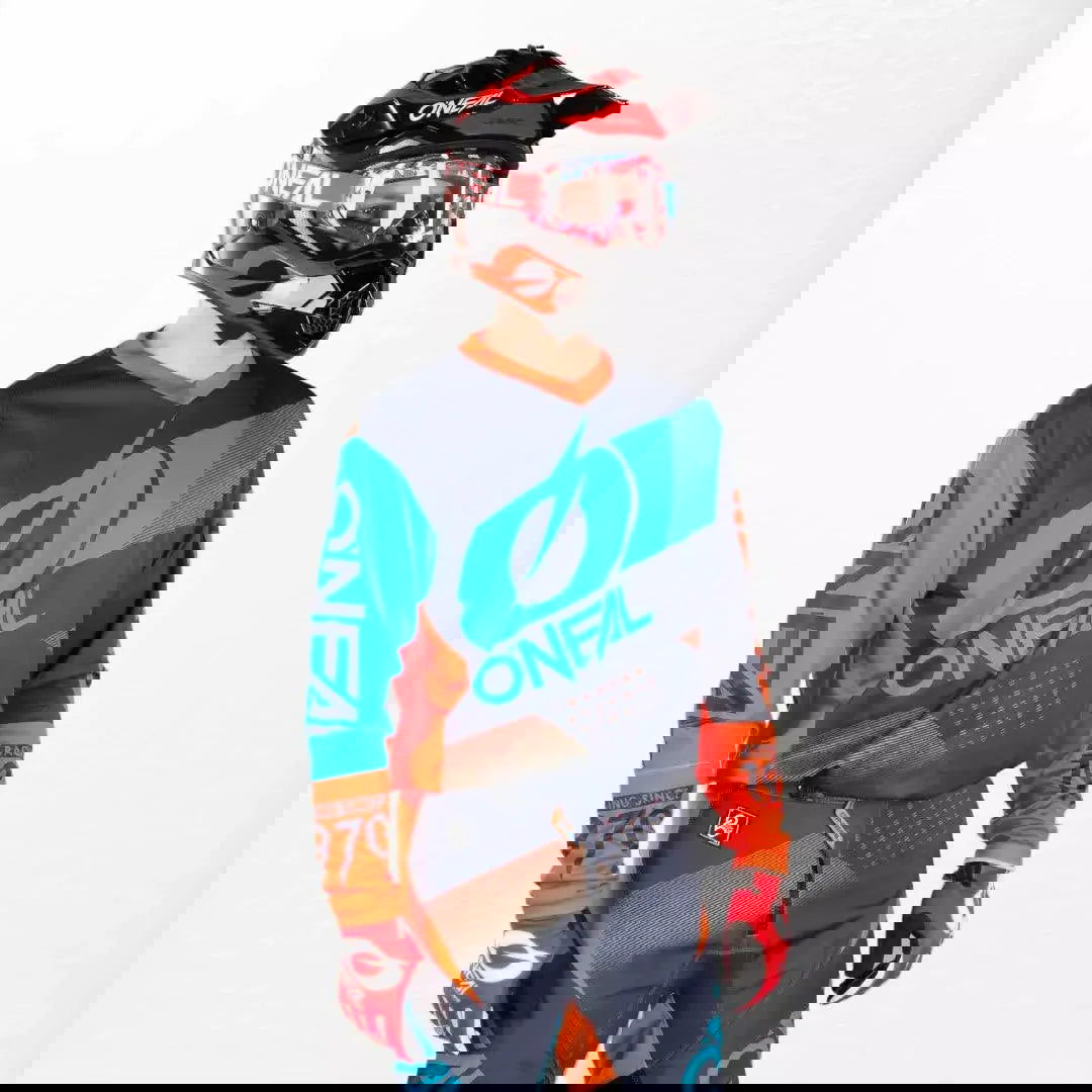 O'Neal Element Factor MX Jersey Gray-Orange-Blue - Speedxcrafts