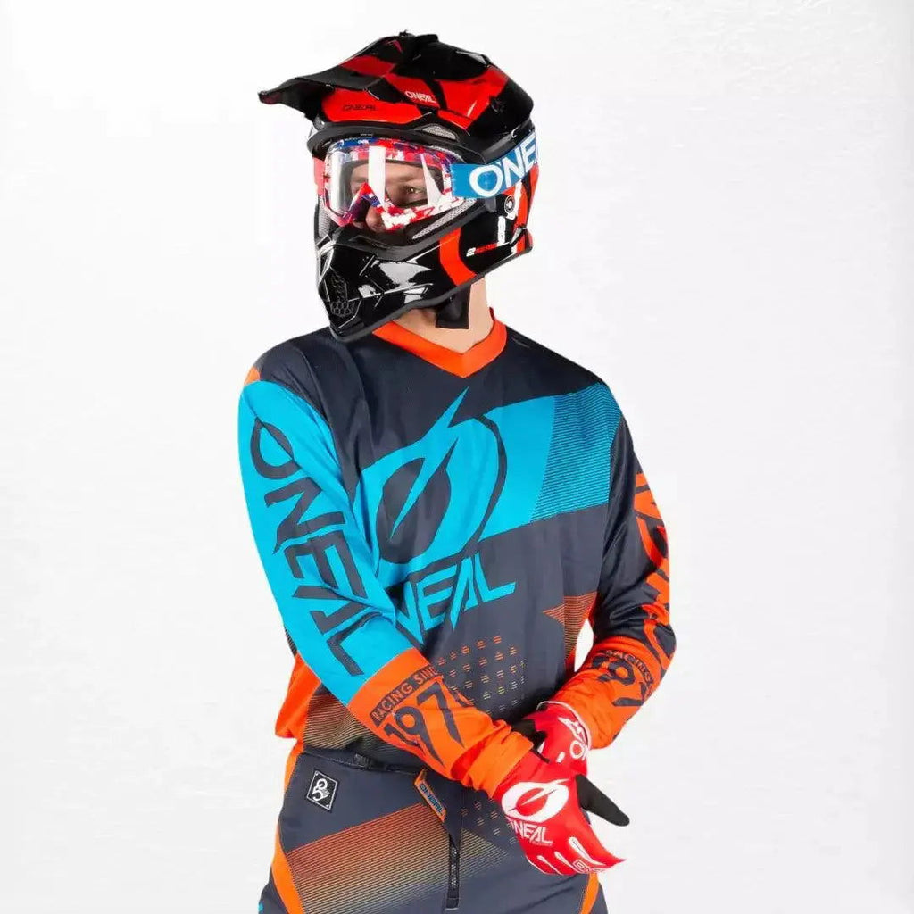 O'Neal Element Factor MX Jersey Gray-Orange-Blue - Speedxcrafts