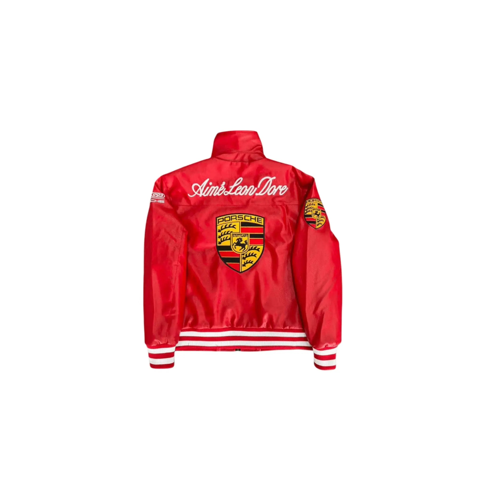 Porsche Vintage Leather Bomber Jacket - Red Edition