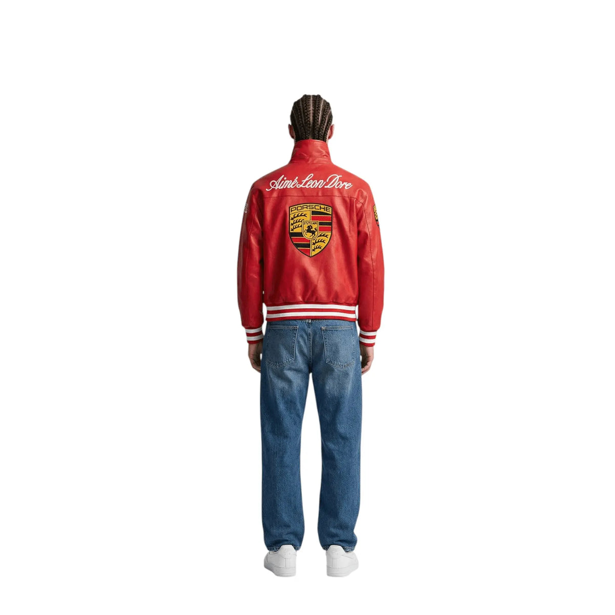 Porsche Vintage Leather Bomber Jacket - Red Edition