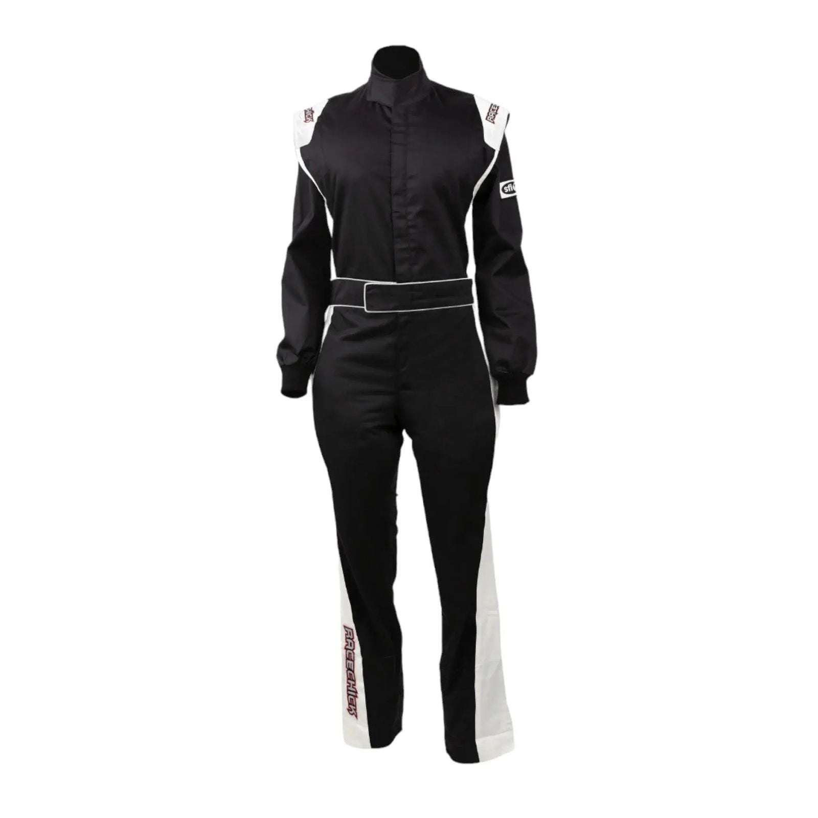 RACECHICK Fierce Women's Racing Suit | SFI 3.2A/1 - Black/White - Speedxcrafts