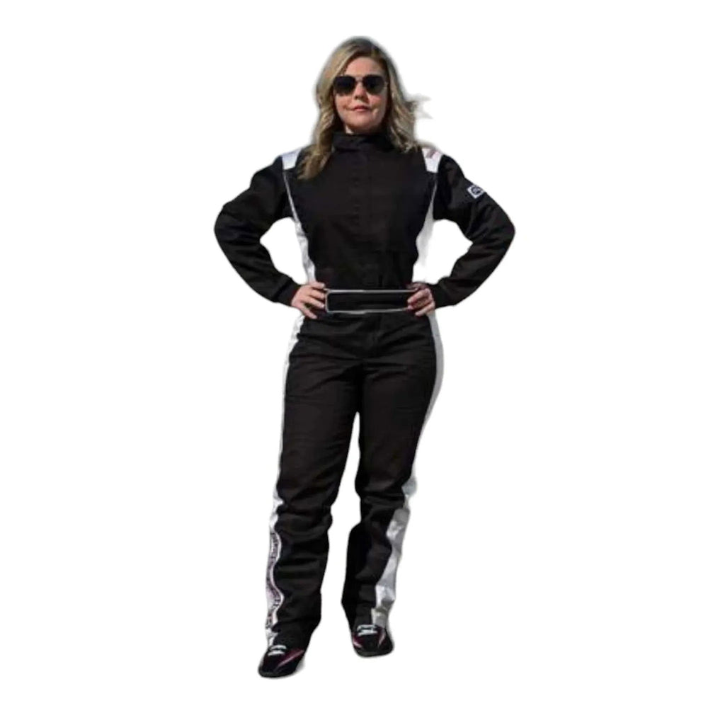 RACECHICK Fierce Women's Racing Suit | SFI 3.2A/1 - Black/White - Speedxcrafts