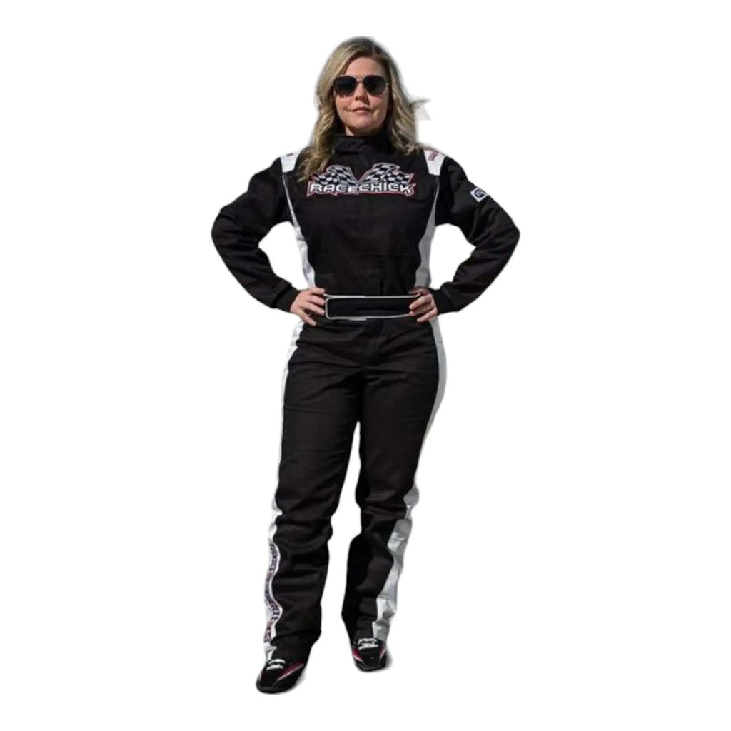 RACECHICK Fierce Women's Racing Suit | SFI 3.2A/1 - Black/White - Speedxcrafts