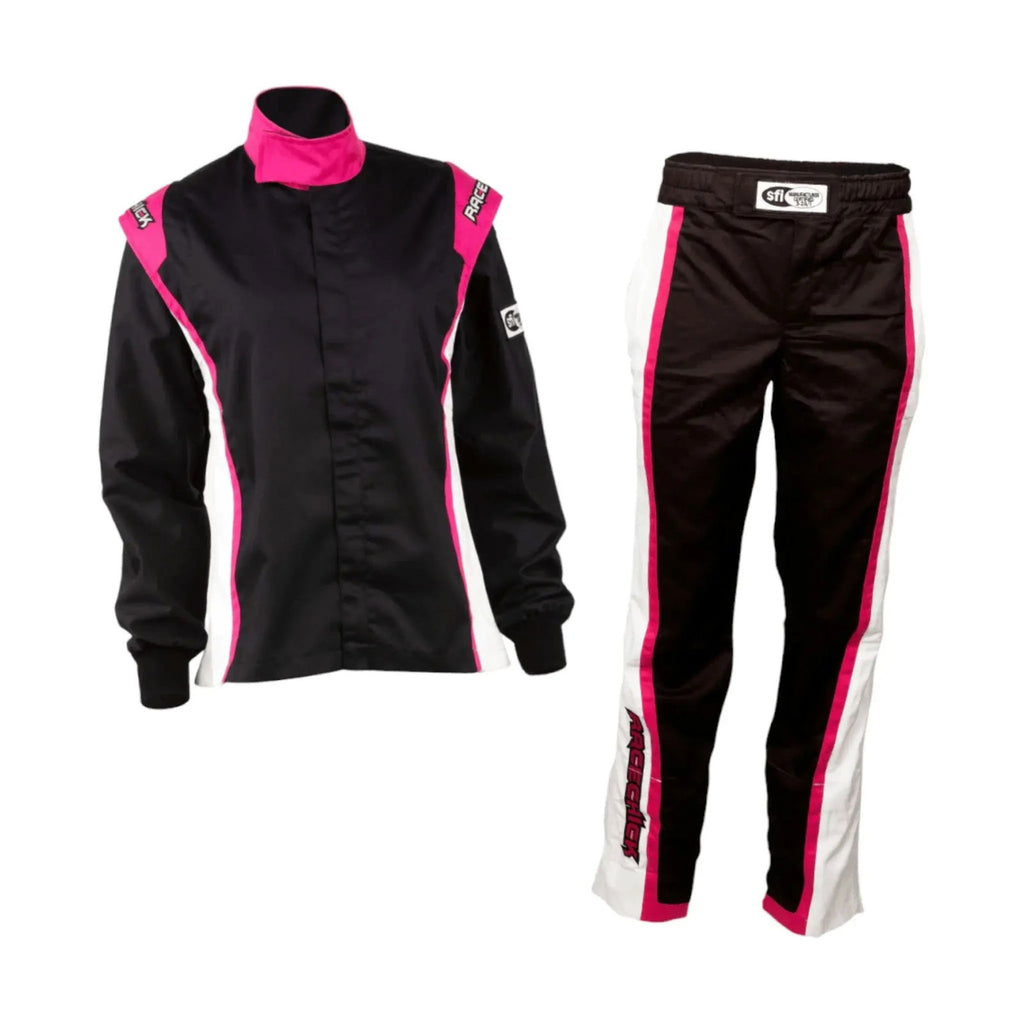 RACECHICK Fierce Women's Two-Piece Racing Suit | SFI 3.2A/1 - Black/Pink - Speedxcrafts