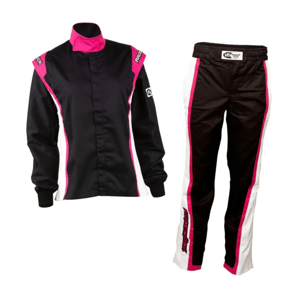 RACECHICK Fierce Women's Two-Piece Racing Suit | SFI 3.2A/5 - Black/Pink - Speedxcrafts
