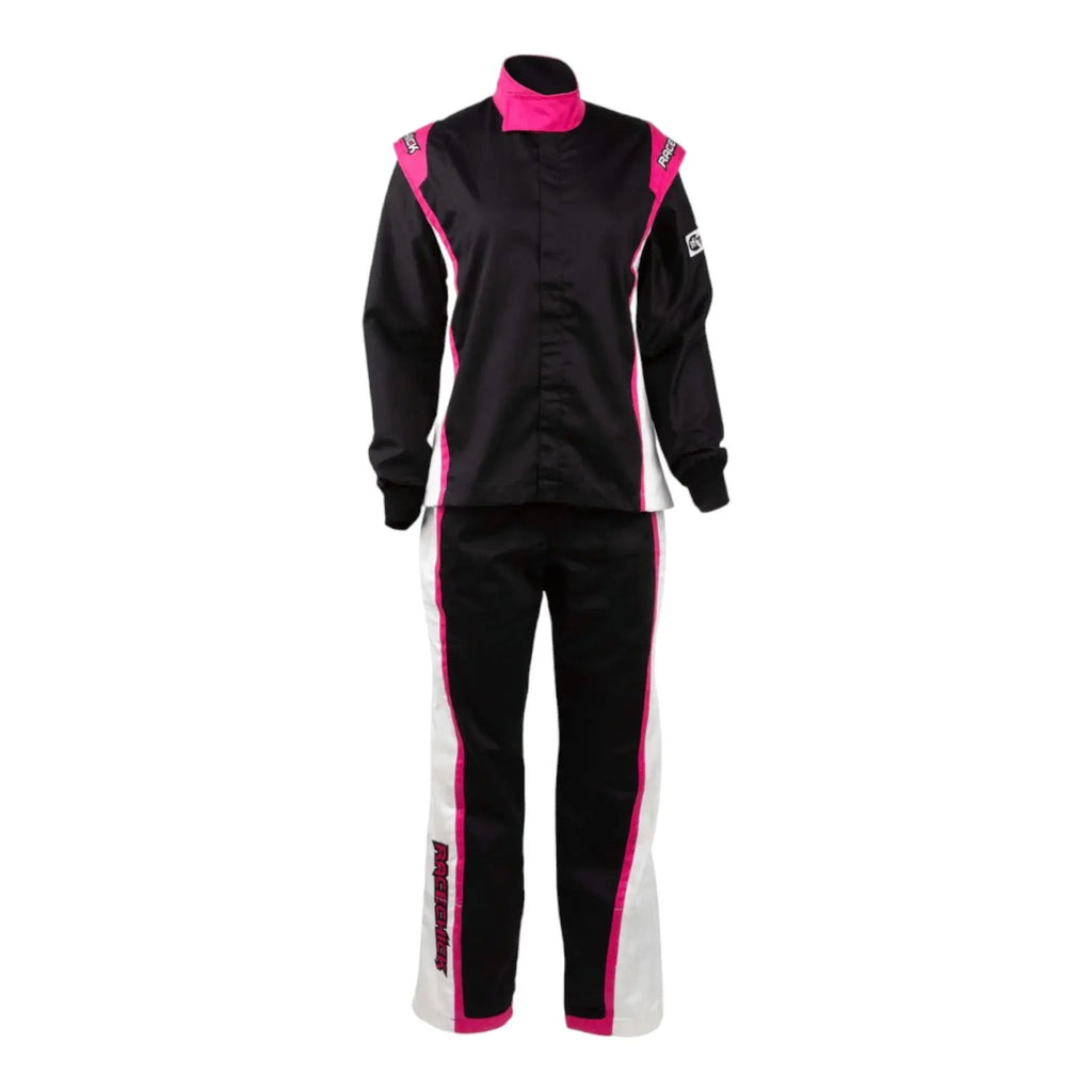 RACECHICK Fierce Women's Two-Piece Racing Suit | SFI 3.2A/5 - Black/Pink - Speedxcrafts
