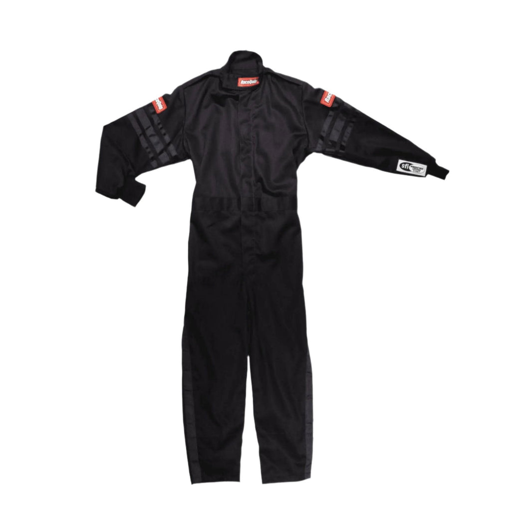 RaceQuip Kids Black Single Layer Racing Suit – Lightweight & Comfortable Protective Gear - Speedxcrafts