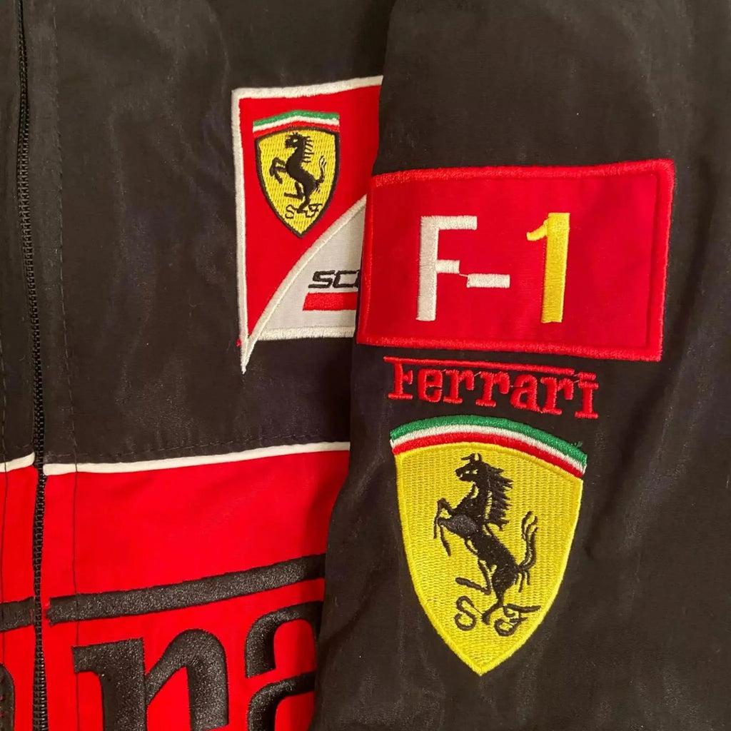 Rare Vintage Style Red and Black Ferrari Racing | Bomber Jacket - Speedxcrafts
