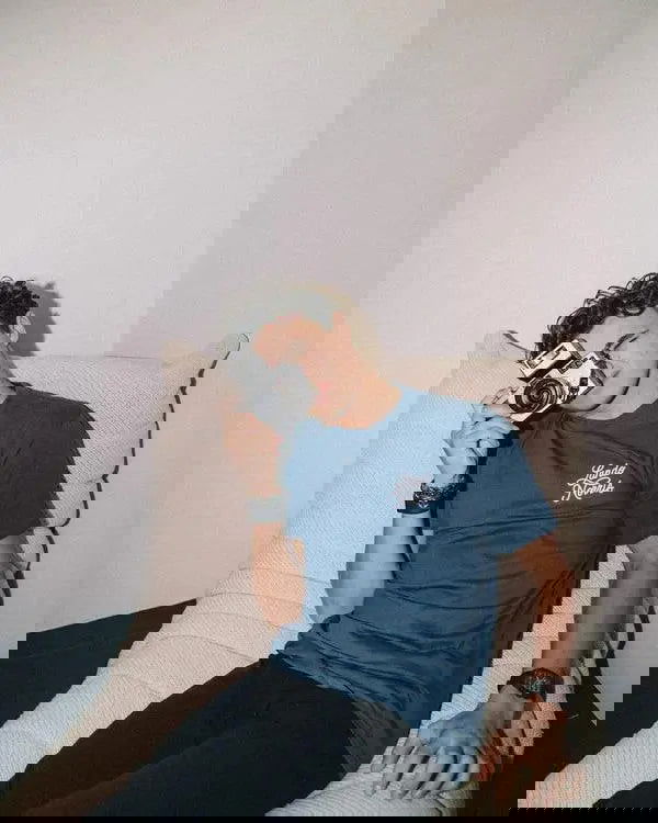 SCRIPT PETROL BLUE SHORT SLEEVE TEE - Speedxcrafts