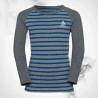 Ski Underwear shirt O Active Warm Eco Kids Stripes BL Top Crew Neck LS Blue Wing Teal/Reef Waters - 2022/23 - Speedxcrafts