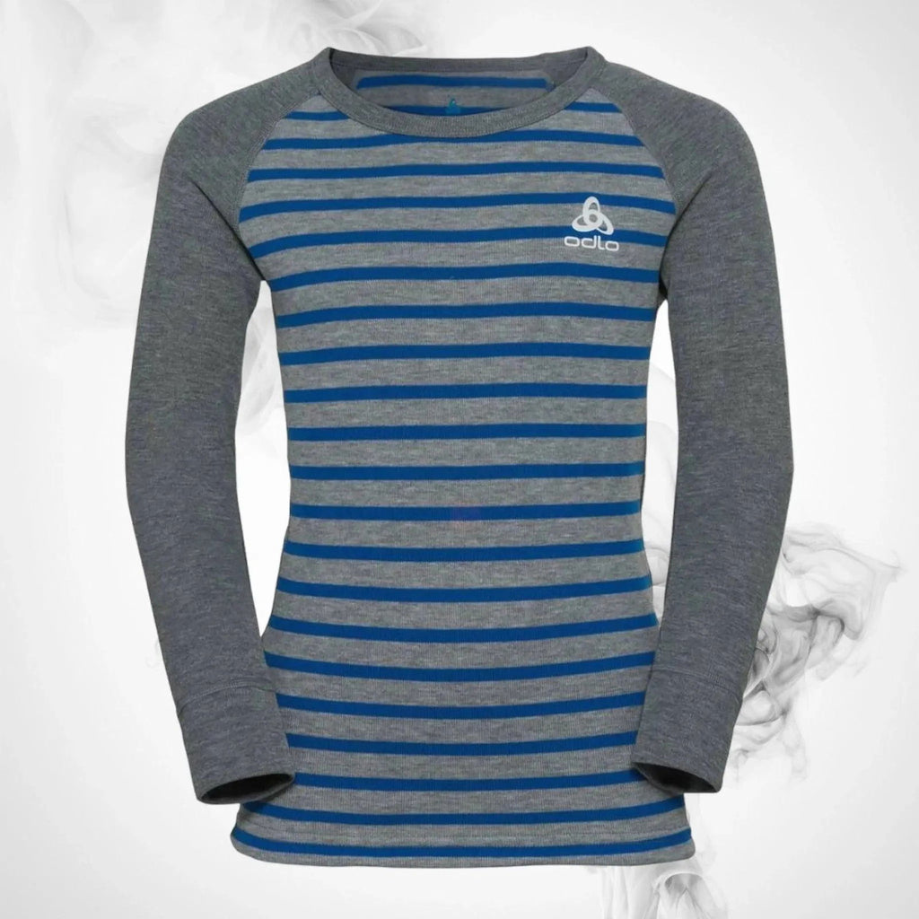 Ski Underwear shirt O Active Warm Eco Kids Stripes BL Top Crew Neck LS Blue Wing Teal/Reef Waters - 2022/23 - Speedxcrafts