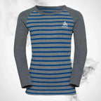 Ski Underwear shirt O Active Warm Eco Kids Stripes BL Top Crew Neck LS Blue Wing Teal/Reef Waters - 2022/23 - Speedxcrafts