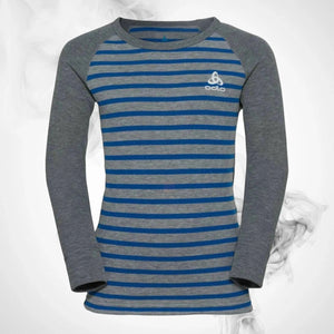 Ski Underwear shirt O Active Warm Eco Kids Stripes BL Top Crew Neck LS Blue Wing Teal/Reef Waters - 2022/23 - Speedxcrafts