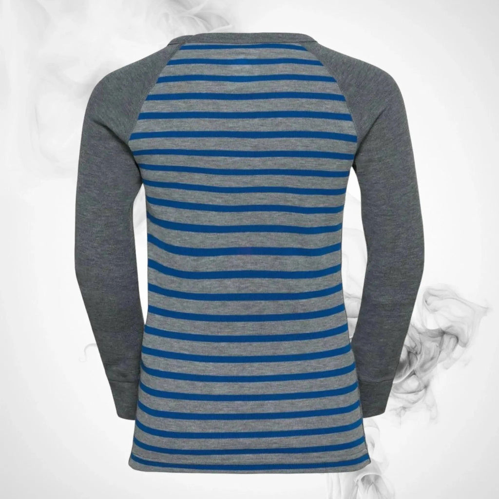 Ski Underwear shirt O Active Warm Eco Kids Stripes BL Top Crew Neck LS Blue Wing Teal/Reef Waters - 2022/23 - Speedxcrafts