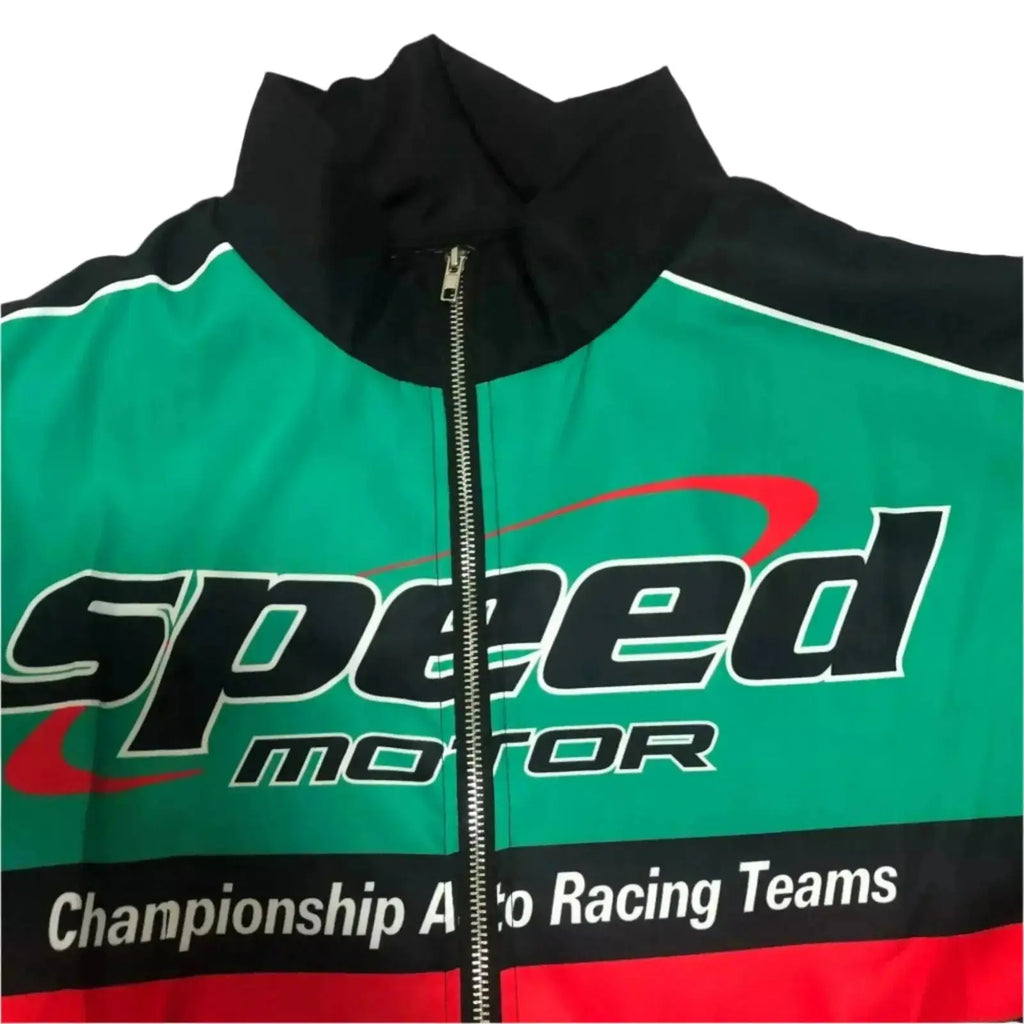 Speed Motor Green F1 Racing Jacket - Stylish Motorsport Gear - Speedxcrafts