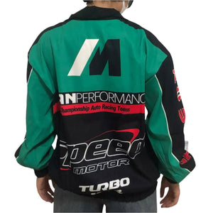 Speed Motor Green F1 Racing Jacket - Stylish Motorsport Gear - Speedxcrafts