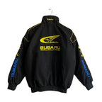 Subaru Rally Vintage Black Jacket | Classic Motorsport Apparel - Speedxcrafts