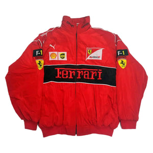 Vintage Ferrari Racing Embroidery Stylish Winter F1 Jacket - Speedxcrafts