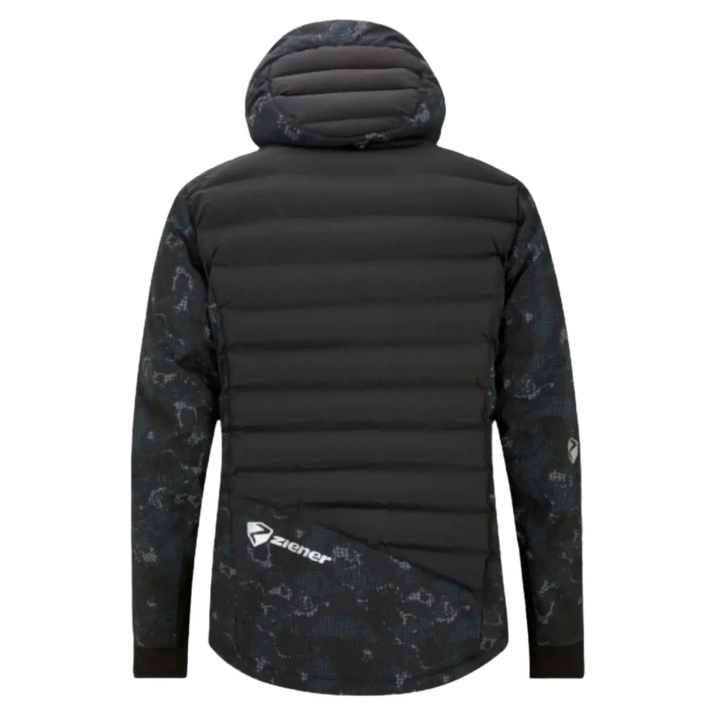 Ziener RCE Coach Jacket for Men - Black Foggy Print Ski Jacket - Speedxcrafts