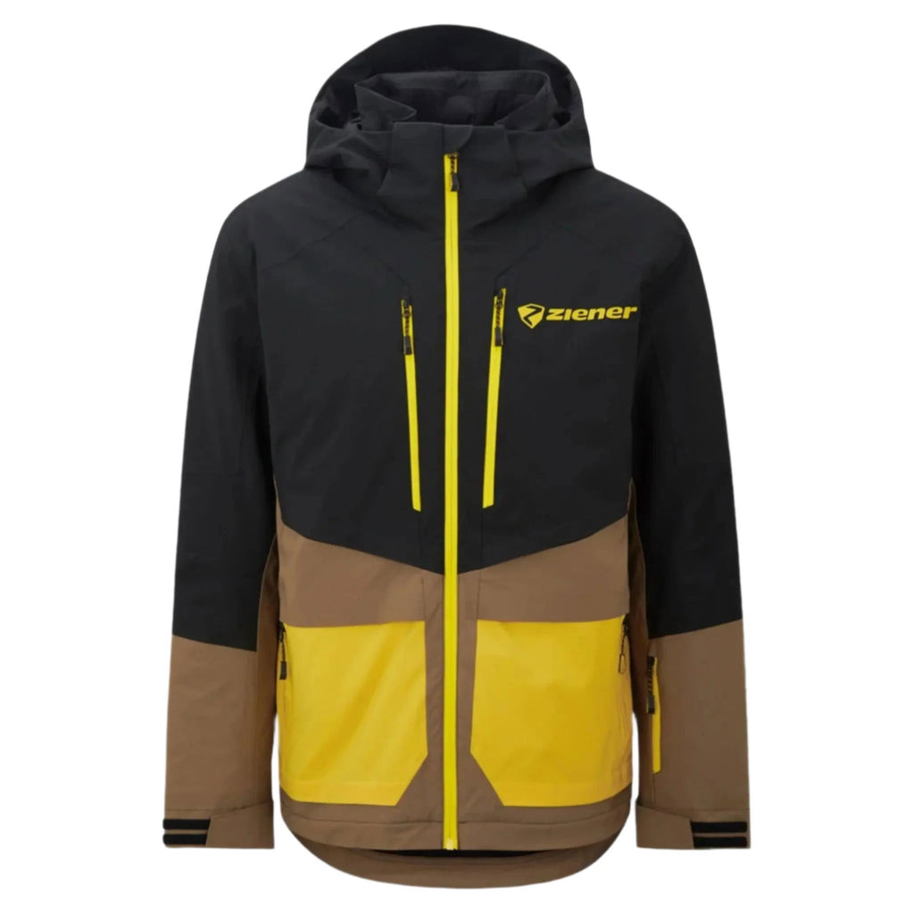 Ziener Trivor Men's Padded Ski Jacket - Black Mustard Color - Speedxcrafts