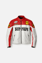 Ferrari F1 Vintage Leather Jacket - White Edition Jackets4racing