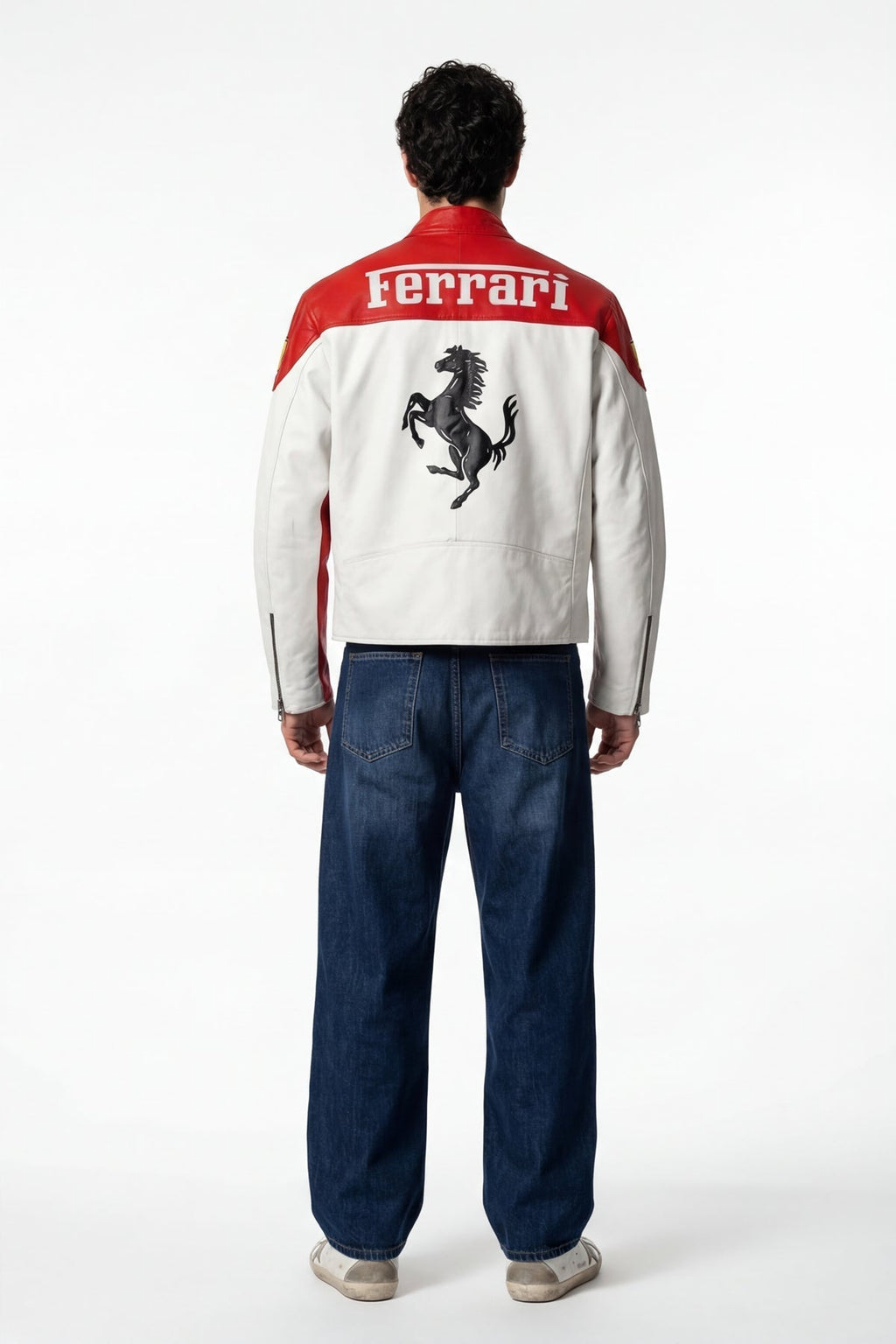 Ferrari F1 Vintage Leather Jacket - White Edition Jackets4racing