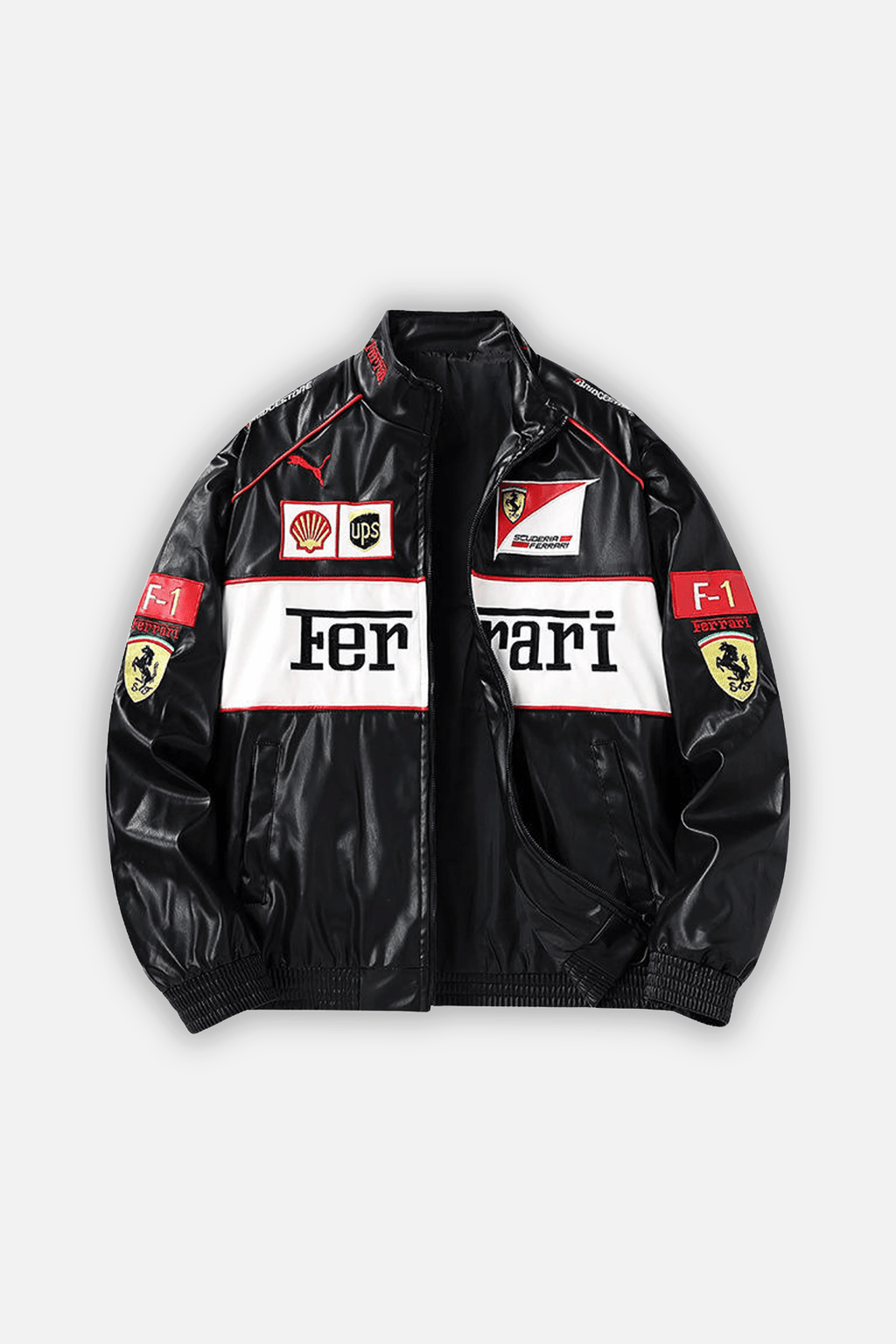 Ferrari F1 Vintage Leather Jacket - White Edition Poky Development