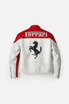 Ferrari F1 Vintage Leather Jacket - White Edition Jackets4racing