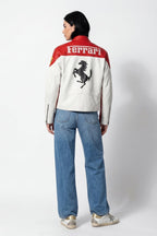Ferrari F1 Vintage Leather Jacket - White Edition Jackets4racing