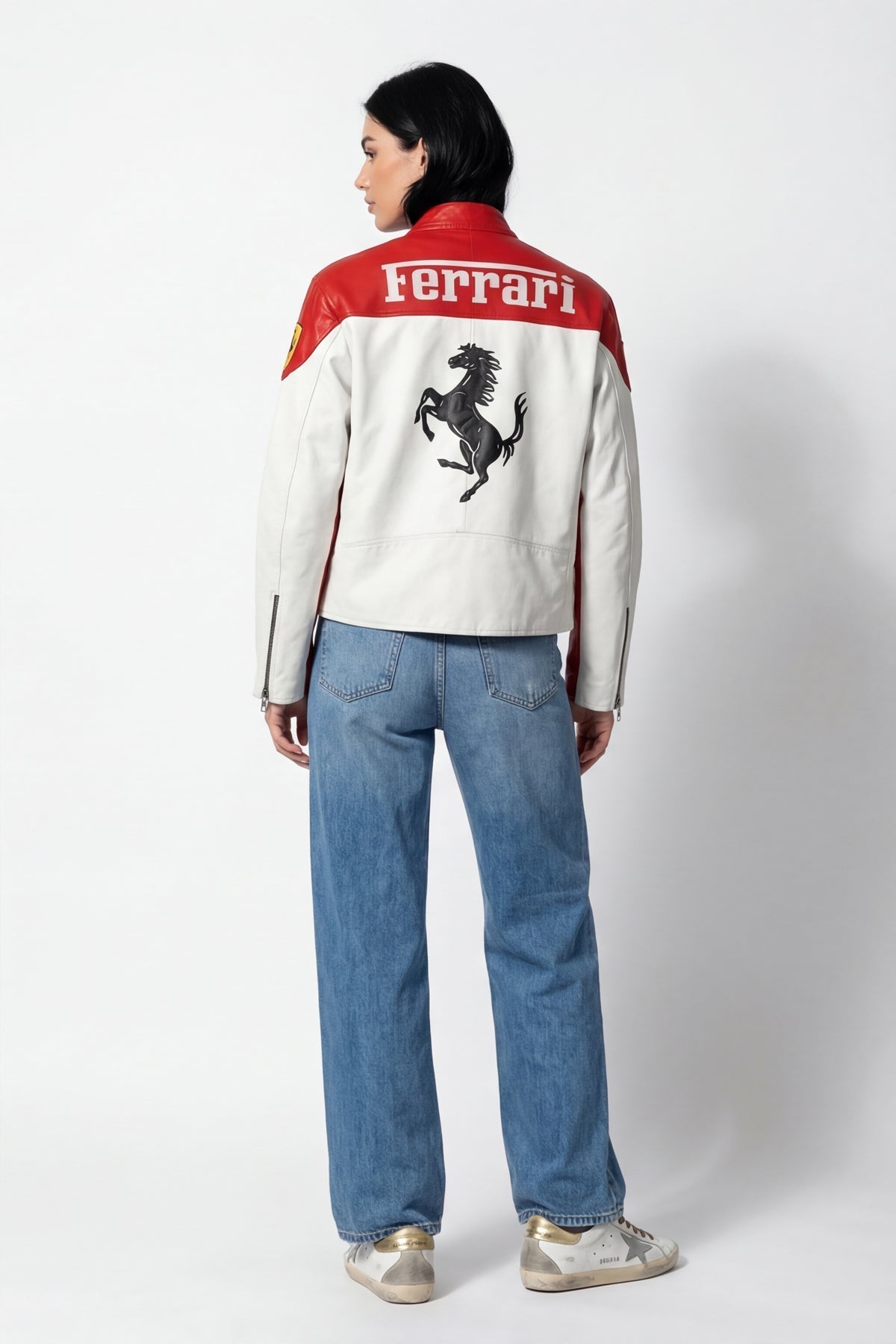 Ferrari F1 Vintage Leather Jacket - White Edition Jackets4racing