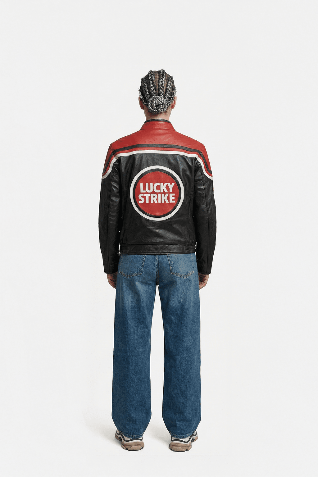 Lucky Strike Vintage Racing Leather Jacket - Red & Black Edition J4R