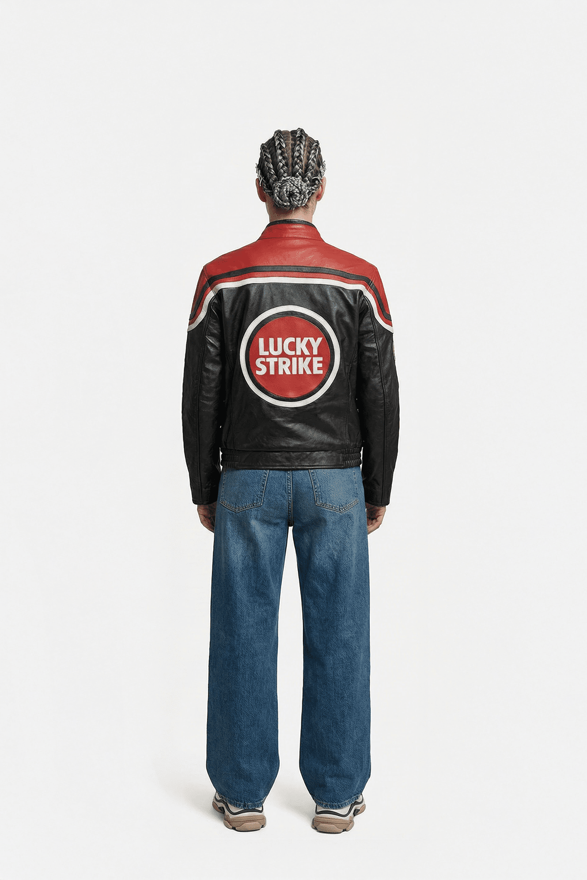 Lucky Strike Vintage Racing Leather Jacket - Red & Black Edition J4R