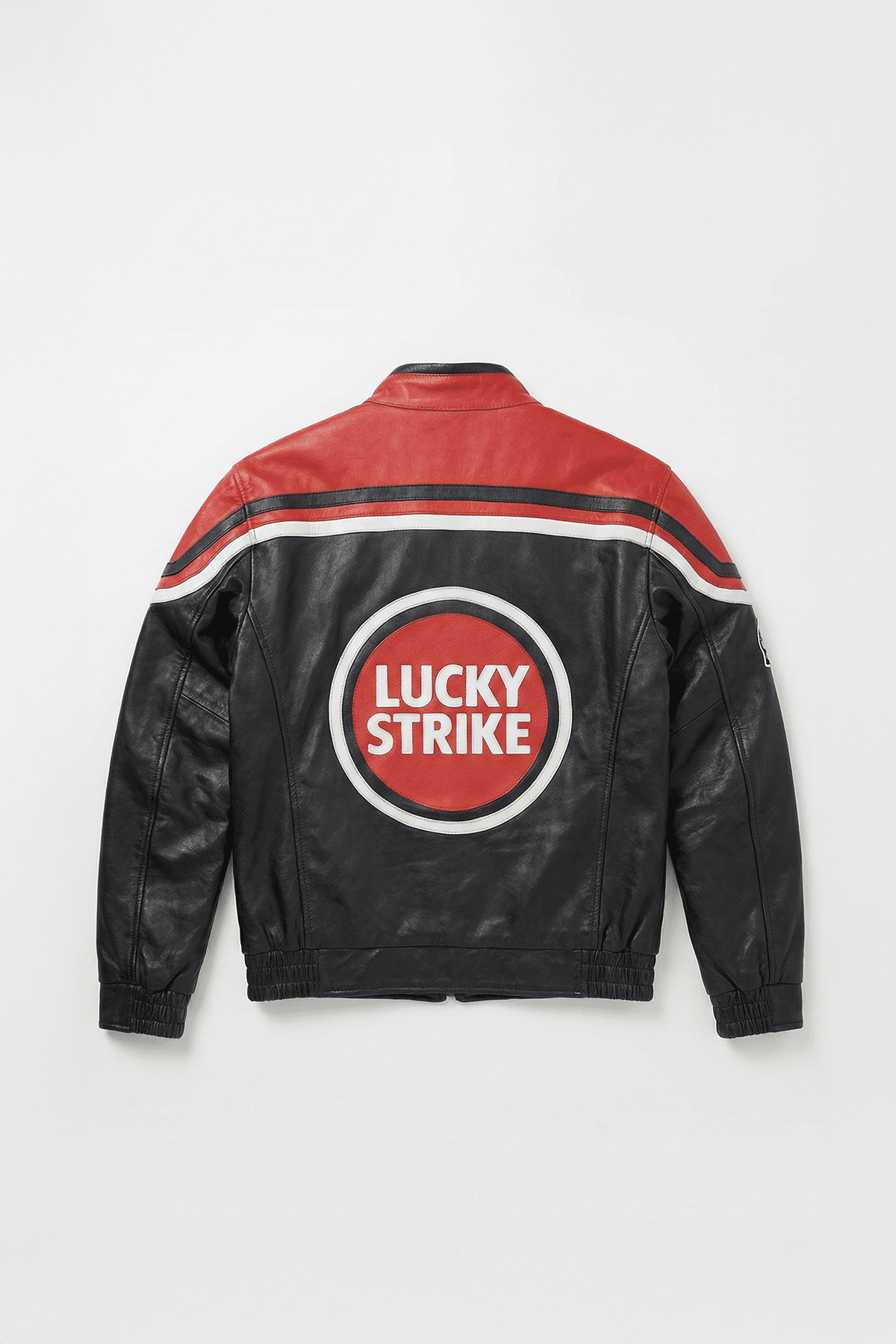 Lucky Strike Vintage Racing Leather Jacket - Red & Black Edition J4R