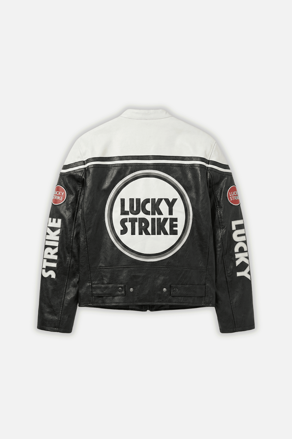 Lucky Strike Vintage Racing Leather Jacket - White & Black Edition J4R