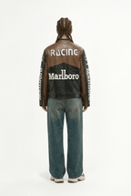 Marlboro Vintage Racing Leather Jacket - Brown & Black Edition J4R