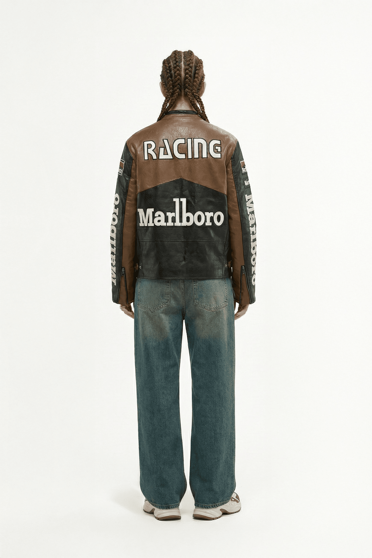 Marlboro Vintage Racing Leather Jacket - Brown & Black Edition J4R