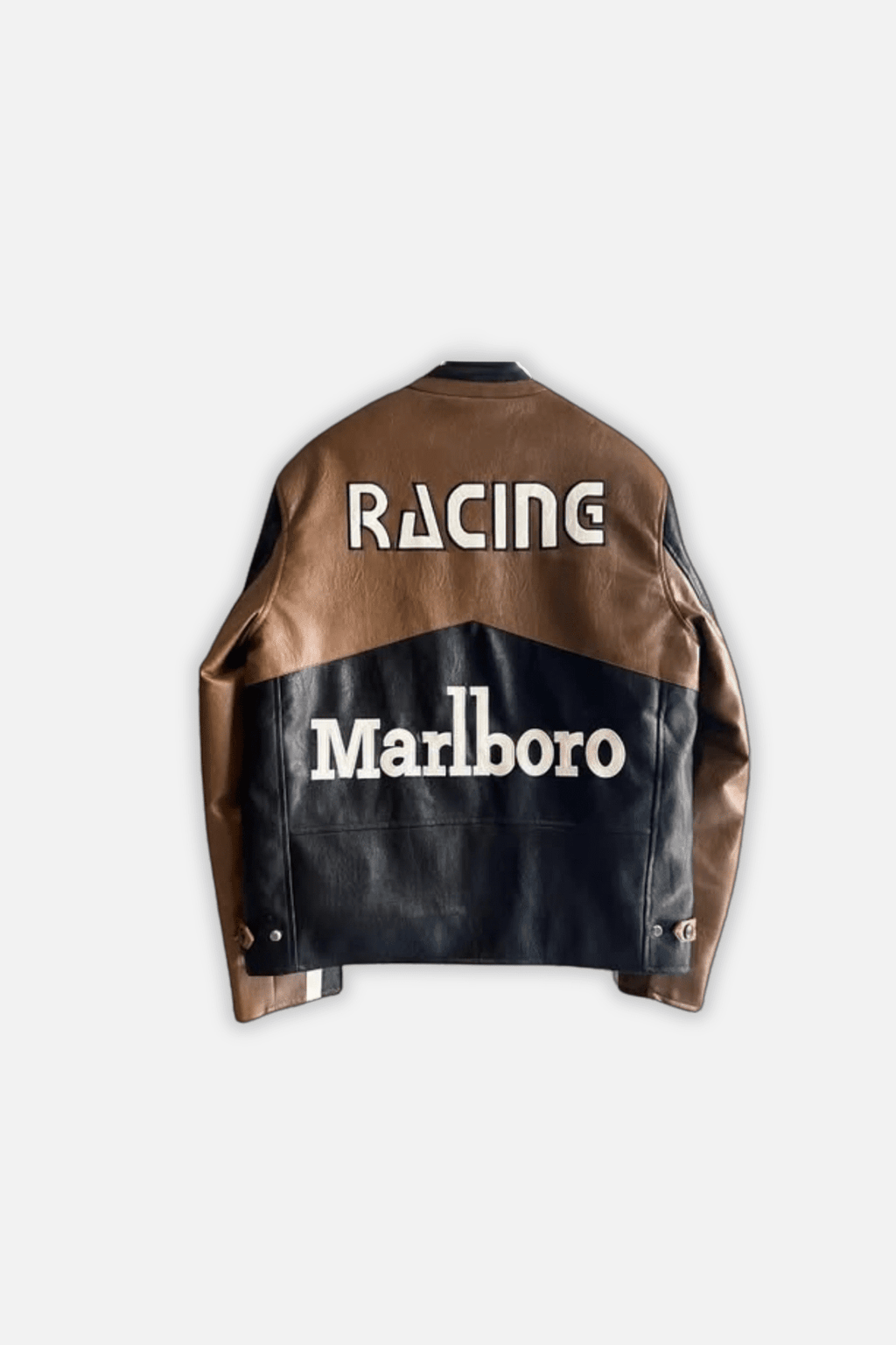 Marlboro Vintage Racing Leather Jacket - Brown & Black Edition J4R