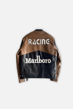 Marlboro Vintage Racing Leather Jacket - Brown & Black Edition J4R