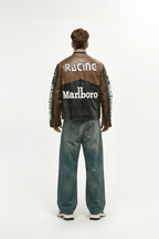 Marlboro Vintage Racing Leather Jacket - Brown & Black Edition J4R